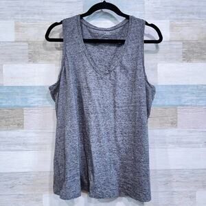 MADEWELL V Neck Tank Top Heather Gray Womens Plus 1X